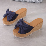 Bow-Bottomed Slippers Female Leopard-Print Cloth One-字字 Slope And Cool Slippers