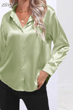 Women's Shirt Loose Shirts and Blouses Silk Button Up Shirt Oversized Blouse Women Fashion OL Women Clothing Womens
