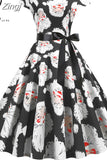 Christmas Women Summer Short Sleeve Elegant Vintage Xmas Party Dresses Robe Femme Casual Vestidos with