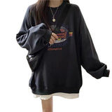 Zingj Fire Round Collar Hoodie Women Autumn 2023 New Korean Version Of The Cap Thin Coat Students Loose Clothes