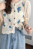 Women O-Neck Hollow Out Print Simple All-match Casual Fashion College Korean Style Ulzzang New Tops Hot Selling