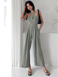 New Women Jumpsuits Sexy Backless Rompers Female Solid Wide Leg Office Lady