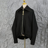 Autumn New Personality Collar Heavy Industry Embroidery Splicing Loose Pumping Rope Fashion Velvet Coat