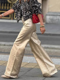 Women's Retro Micro-Rare Loose Trousers High-Waist Solid Color Leisure