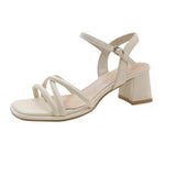 Female Summer 2025 New Fashion Fashion A Word Belt With Thick Heel Fairy Wind Match Skirt Roman Women's