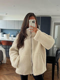 Autumn And Winter New Women's Pure Color Lazy Lamb Hair High Collar Hair Coat