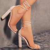 Transparent Straps With Thick Heel High Heel Women's Sandals 2025 Summer Fashion Large-Size Fish Mouth