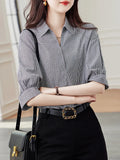 Casual Design Cotton Checker Shirt 2025 Summer New Collar Short-Sleeved Shirt Women's New