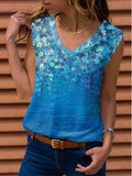 Loose Sleeveless V-neck Printed Vest