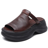 Cowflin Retro Hand-Made Leather-Bottomed Slippers Women's New Summer Wear Light-Discreed Cool
