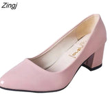 New Women Pumps Black High heels 6cm Lady Patent leather Thick with Autumn Pointed Single Shoes Female Sandals Big