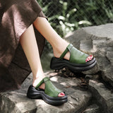 Cowflin Retro Hand-Made Leather-Bottomed Slippers Women's New Summer Wear Light-Discreed Cool