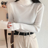Basic Sweaters Women Slim Knitted Pullover Korean Style Long Sleeve Warm Jumper Autumn Winter Soft Knitwear Pull