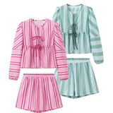 Women's INS Explosion Striped Striped Lantern Sleeve Shorts