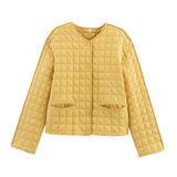 Women's Clothing 2025 Winter Round-Neck Long-Sleeved Single-Row Buckle-Tlip Cotton Coat Women