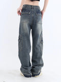 Vintage Wash High Waist Cargo Jeans-Outfit