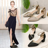 The Spring Of 2025, The Clasp-Butled Sandals Women's Korean Version Of The Coarse Heel High Heel High-Heeled Shoes In The Daily Female Design
