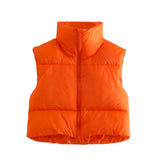 Color Double Pocket Collar Cotton Vest 2025 Autumn And Winter New Color Repair Cotton Vest