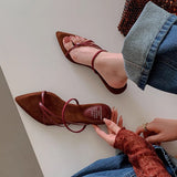 Holiday Roman Wind Two Wearing Sandals Word With Pointed Gold Fine Heel Shoes Outside Wearing Cool Slippers