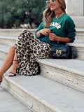 Women's Dress Skirt Leopard Print Top Embroidered Two-Piece