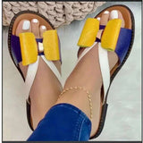 Coloring Bow Flat-Bottom Slippers Women Wearing Beach Cold Slippers