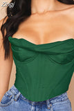 Quality Summer Corset Top Y2k Women 2023 Lined Sexy Bodycon Top Draped Black White Female Padded Top for Party