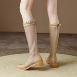 New Spring And Summer Boots Women's Thick Heel Net Boots Hollow Sandals Summer Breathable Thin Mesh Long