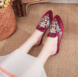 Zingj Wind In Summer Wearing Embroidered Hand-Sewn Drill Cloth Slippers Women's Sandals Bright Silk Cloth With