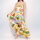 Summer Women's New Temperament Elegant High-Waist Print Slings Casual Fashion
