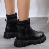And Winter New Thick-Bottomed Round Head Elastic Knitting Martin Boots Women's Large Size Warm Women's Short