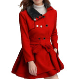 Women's Belt Repair Long Hair, Coat Skirt With Wool Double Buckle