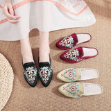Zingj Wind In Summer Wearing Embroidered Hand-Sewn Drill Cloth Slippers Women's Sandals Bright Silk Cloth With