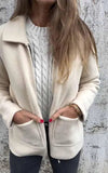 2025 New Women's Wear Clip Solid Color Zipper Pocket Jacket In Long Women's