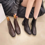 Women 2025 Autumn And Winter New Square Head Rough With Chinese And Korean Version Of The Sleeves Martin Commuted Chelsea
