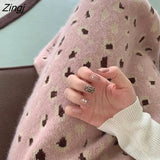 Harajuku Pink Leopard Long Skirt Women Casual Office Elegant High Waist Knitted Skirt Hip Hop Street Slit Bodycon
