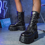 2025 New Large-Size Dark Punk Metal Tank Thick-Bottomed Tice-In-Coat Goth Martin Boots Women's