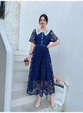 Dress Women's New Sweet Collar Collar Buckle Repair Medium Long Lace Temperament High-Sense