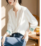 Small Blouse Temperament Light Luxury To Reduce The Age Of High-End Fashion Commuting White Printed Shirt