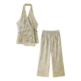 Women's Clothing Explosion With Belt Bead Embroidered Top + Trousers