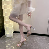 Water Drill High Heels Do Not Tired Feet Sandals Temperament Elegant Coarse And Waterproof Waterproof Thick-Soled Slippers Single Shoes Women