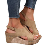 Retro Rivet Slope And Fish Mouth Sandals Women's Large-Size Waterproof Table Hollow High Heel Women's