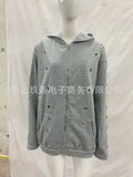 Iron Ring Hollow Loose Open Shirt Zipper Hoodie Chicken Eye Design Jacket