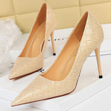 Shoes Patent Leather Woman Pumps 2022 New Designer Shoes Weave Pattern Fine High Heels Stiletto Heeled Shoes Party