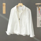 2025 Spring And Autumn New White Shirt Women Wearing Short Shirts Spring And Autumn Leisure