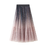 Skirt New Gradient Fashion Long-Colored Star-Colored Bright-Spelled Starlight Tight Waist Mesh Yarn Star Dress Women