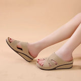 Cool Slippers Women's Slope And Fish Mouth Thick Soles Of The Large Code 35-43 Shoes Hollow Thick-Soled Sandals High