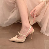 Early Spring New Pointed Sexy Black High-Heeled Shoes Bow Temperament Famous Thin Hed Water Drill Beautiful