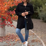 Autumn And Winter New Women's Collar Solid Color Casual Bow Hair Coat Women's