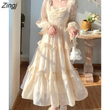 Vintage Fairy Dress Women Sweet Ruffles High Waist Elegant Princess Dress Female 2022 Summer Casual Classy Party Dress