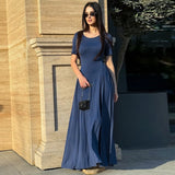 Women's Clothing 2025 Summer New Pure Fashion Temperament Round Collar Short Sleeve Dress Dress
